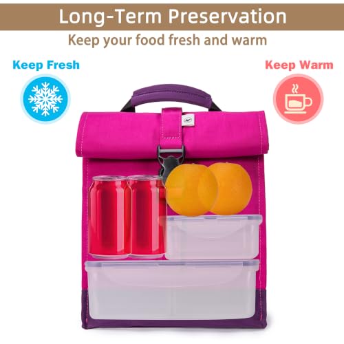 Insulated Lunch Bag Rolltop Lunch Box (Purple)