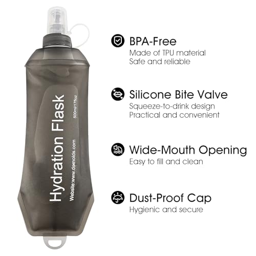 GYGYL Soft Flask Collapsible Water Bottle for Sports (2Pcs 150ml Grey)