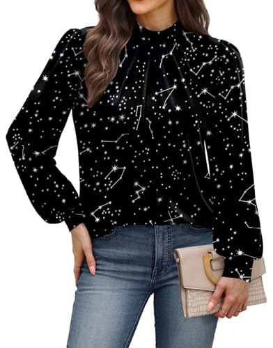Fall Clothes for Women 2026 Winter Clothing Blouses Dressy Casual Womens Tops for Teachers Fall Outfits for Women Plus Size Spring Break Essentials Black Star Print XL (04 - Black Star Print / X-Large)