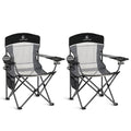 Heavy Duty 400lbs Mesh Back Camping Chairs with Lumbar Support (Black&grey / 2PC)
