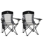 Heavy Duty 400lbs Mesh Back Camping Chairs with Lumbar Support (Black&grey / 2PC)