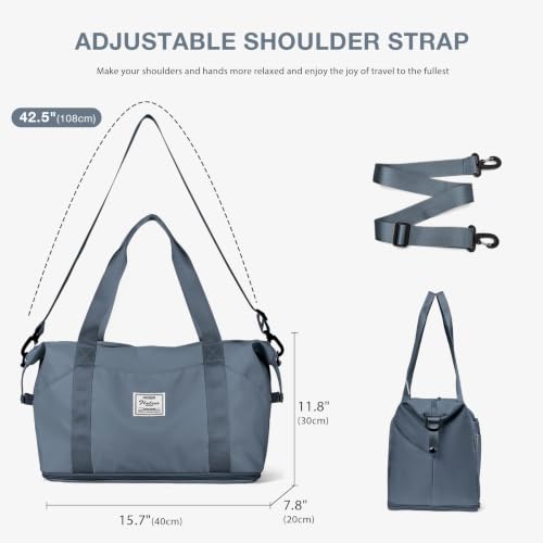 Travel Duffle Bag Carry On Weekender 18x14x8 Gym Work Bags for Women Men (A14-JewelBlue-expandable / Large)