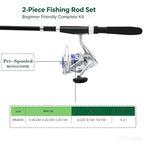 Fishing Rod 6.9ft 2Pcs Telescopic Fishing Rods Set (2.1M 6.89Ftt)