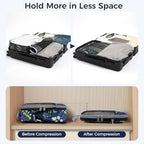 4 Set/6 Set/8 Set Compression Packing Cubes Travel Accessories Expandable Packing Organizers (Half Mesh, 6-Navy Leaf) (6-Navy Leaf / Half Mesh)