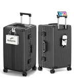 Super Large Aluminum Frame Checked Zipperless Luggage (A2-Jet Black / 26in)