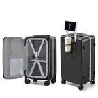 20 Inch Carry On Luggage with Cup Holder and USB Ports (Jet Black / Non-Expandable 20 Inch)