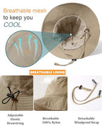 Water Resistant UPF 50+ Sun Bucket Hat Packable Brimmed for Women Men Khaki (One Size / Khaki)