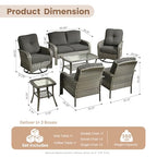 Patio Furniture Set (7 PCS Loveseat Rocking Chair Set / Black)