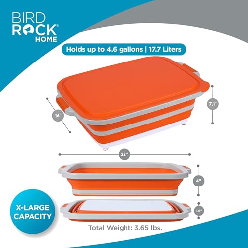 18L Collapsible BBQ Prep Tub with Lid (Orange / 22"L x 16"W x 7.1H")