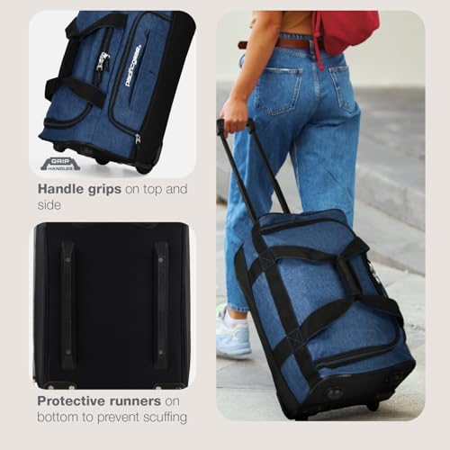 Duffel Bag with Rolling Wheels (Navy / 21 inch)