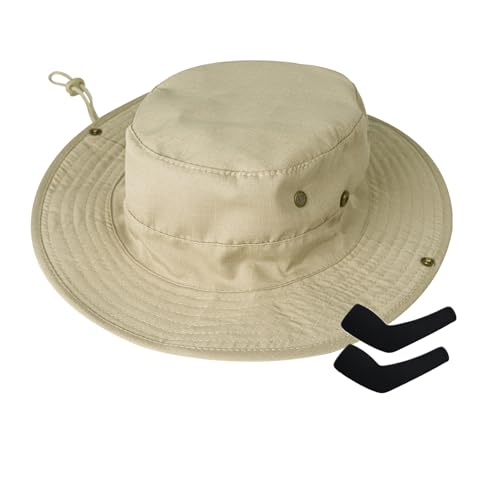 Sun Hats for Men Women Safari Hat Foldable Fishing Hat UPF 50+ Bucket Hat (1pack-beigesleeves)