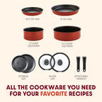Ingenio Nonstick Cookware Set 10 Piece (Red / 10-Piece (Induction))