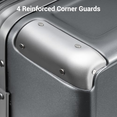 Zipperless Checked Luggage Hardside Suitcase with Wheel 24 Inch Grey (Grey / Checked 24 Inch (Upgraded))