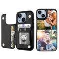 Custom Wallet Phone Case for iPhone 15 Plus (Black-B / iPhone 15 Plus)