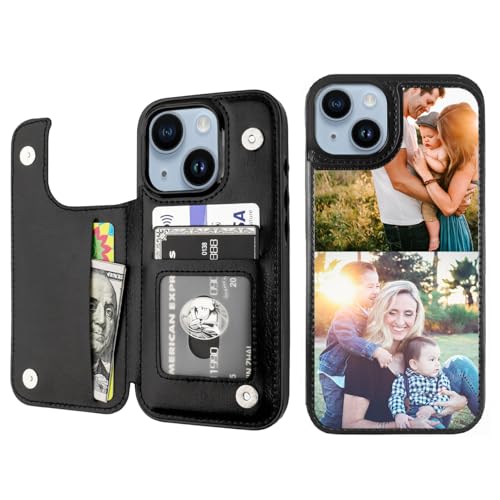 Custom Wallet Phone Case for iPhone 15 Plus (Black-B / iPhone 15 Plus)