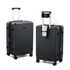 Hard Case 24 Inch Expandable Check in Luggage with Wheels (Black / Expandable 24 Inch)