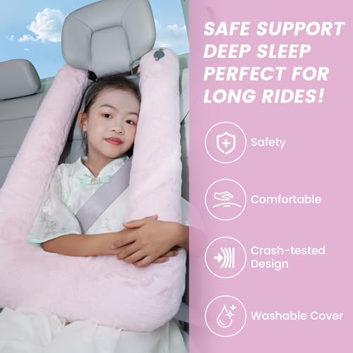 Inflatable Car Pillow for Kids & Adults (Pink / Medium)