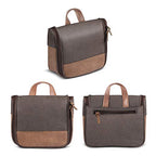 Hanging Toiletry Bag for Men VANCASE Vintage Leather Shaving Dopp Kit Medium Waterproof Travel Bathroom Bags Portable Shower Organizer Brown Pattern (Brown Pattern)