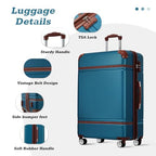 Suitcase Set 28 IN Expandable Luggage with TSA Lock Spinner Wheels (Vintage Luggage / Blue(28+bags))