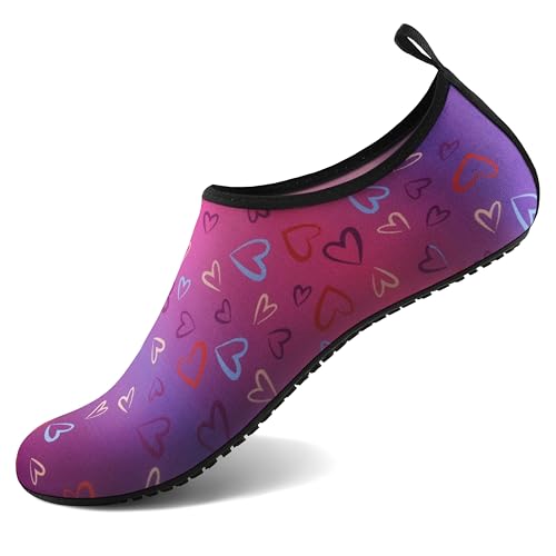 Water Shoes for Women Men Quick (5-6 Women/4-5 Men / Colorful Hearts)