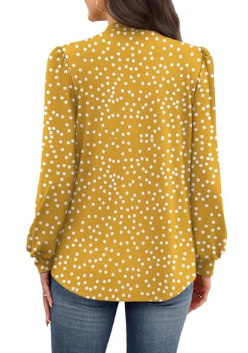 Fall Outfits for Women 2026 Long Sleeve Tops for Teachers School Outfits for Teachers Fall Clothes Early Fall Fashion Clothing Trendy Must Haves Blouses Womens Tops Dressy Casual Yellow Dots L (03 - Yellow Polka Dots / Large)