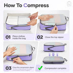11 Set Compression Packing Cubes for Travel Essentials (Light Purple / 11 set)