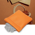 Orange PU Leather Jewelry Pouch Travel Small Jewelry Storage Bag (Orange / 3.54"x3.54")