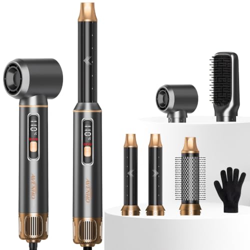 5-in-1 Hair Styler, Air Curler Wrap & Blow Dryer Brush,110–120V Only (Gray Gold)