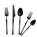 20 piece Black Flatware Set 304 Stainless Steel Fork Spoon Cutlery Luxury Mirror Polished Silverware (Service for 4 / Black)