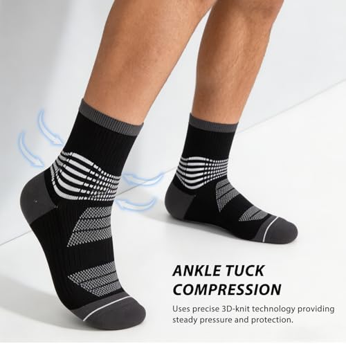 Crew Compression Socks for Women Men with Ankle Arch Support Plantar Fasciitis Relief 6 Pairs (Medium / Black+white+grey(6 Pairs))