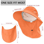 Sun Hat for Men Women with Neck Flap& Removable Face Cover Wide Brim (1pack-orange)