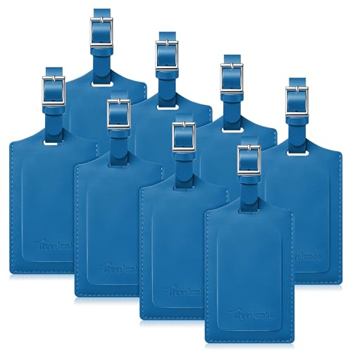 8 Pack Luggage Tags for Suitcases Airplane Travel Essentials (Blue)