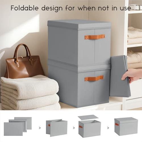 Storage Bins with Lids (Grey / XL(6-Pack))