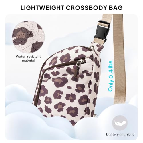 Anti Theft Crossbody Bags Small Crossbody Sling Bag for Women & Men (Cream Leopard)