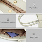 Tote Bag for Women Vegan Leather Shoulder Purse Trendy Travel Bag (Cream White)