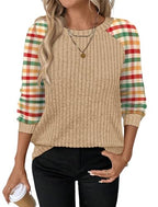 Womens Tops Winter Clothing for Women Long Sleeve Sweaters Fall Clothes Shirts Comfiest Airport Outfits Business Casual Travel Fall Fashion Must Have Plus Size (X-Large / 08-red Yellow Plaid)
