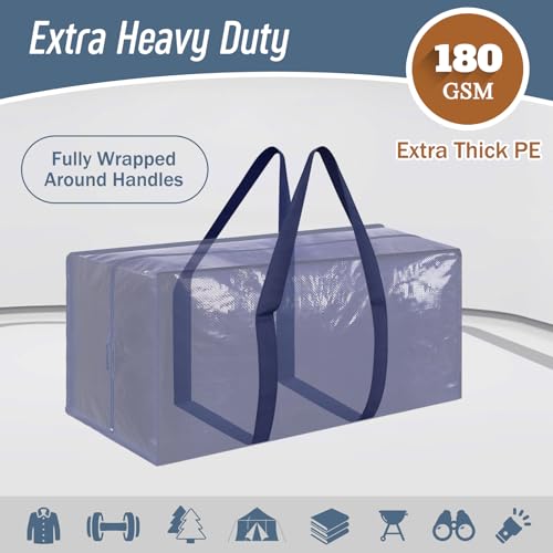 6 Pack Extra Heavy Duty Large Moving Bags with Strong Zipper (Dark Blue / 6 Pack)