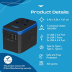 70W GAN Universal Travel Adapter (Black)