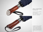 Folding Umbrella Lux Hardwood Handle Auto Open Close Dark Navy (Dark Navy)
