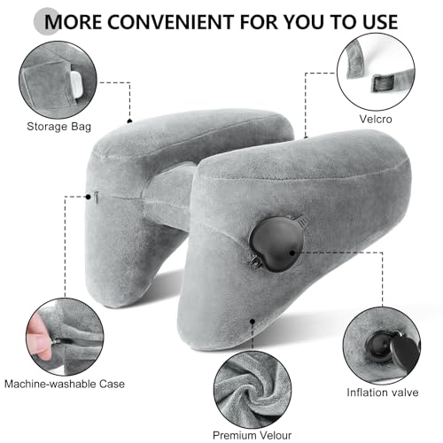 Travel Neck Pillow for Airplane Pillow Comfortably Supports Head (Grey)