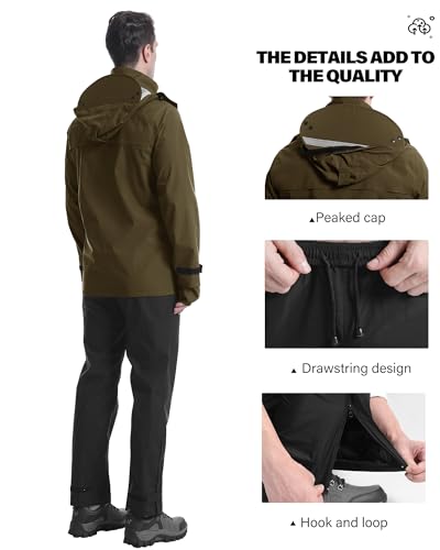 Rain Suit Waterproof Breathable Lightweight 2 (Large / Brown)