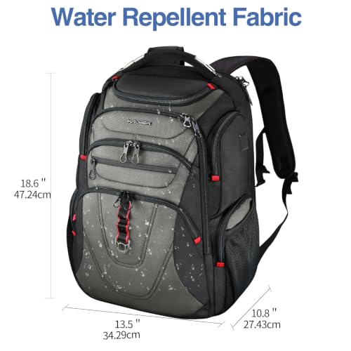 Travel Laptop Backpack 17.3 Inch XL Computer Backpack for Men (Black/Army Green / 17.3 inch)