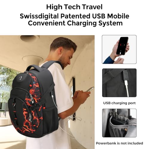 Design Laptop Backpack for Men with USB Charging Port SD803 (Flame Red / Standard)