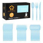 90 Pieces Light Blue Plastic Cutlery Set (Light Blue)