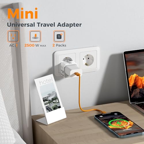 2 Pack Universal Travel Adapter (Gray-white)
