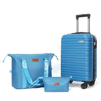 Luggage Set 3 Piece Luggage Set ABS hardshell Spinner Wheels Luggage Carry on Suitcase with Weekender bag & Toiletry bag（Skyblue） (20 / 3pcs skyblue)