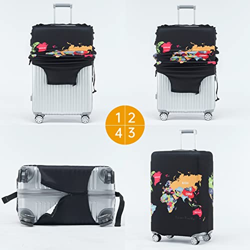 Travelkin Suitcase Covers For Luggage Tsa Approved Luggage Covers Protector (Map / XL)
