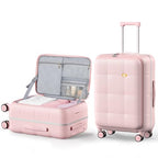 24 Inch Checked Luggage Hard Shell Suitcase Top Opening Suitcases (24 Inch / Pink)