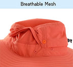 Unisex Summer Beach Hat UPF 50+ Protection Sun Hat for Hiking Fishing Outdoor Travel Hat for Women Orange (Large / Orange)