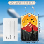 2 Pack Luggage Tags for Suitcases Mountain Landscape at Sunset Leather Luggage Tags Privacy Cover ID Label with Stainless Steel Loop and Address Card for Women Men Travel Bag Backpack (Mountain Landscape at Sunset)